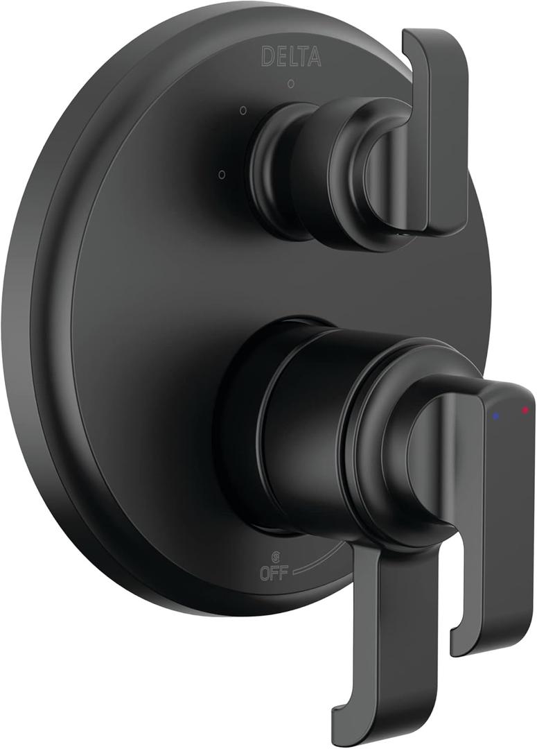 Delta Tetra Dual-Function Shower Handle Trim Kit with 3-Way Integrated Diverter, Matte Black Shower System Valve with Diverter, Matte Black T27889-BL (Valve Not Included)