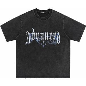 Laixton Men's Graphic Tees Shirt Unisex Cotton Oversized T-Shirt Vintage Streetwear Casual Aesthetic Tee Summer Top (Black, XXL)