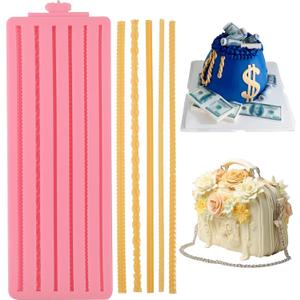 2 x 1 Pcs Bohemian Cake Decoration Silicone Mold, Hemp Rope Chocolate Fondant Mold, for Kitchen Baking Cupcake Toppers Cookies Candy Sugar Craft Dough Home Decor Resin Plaster Clay Reusable