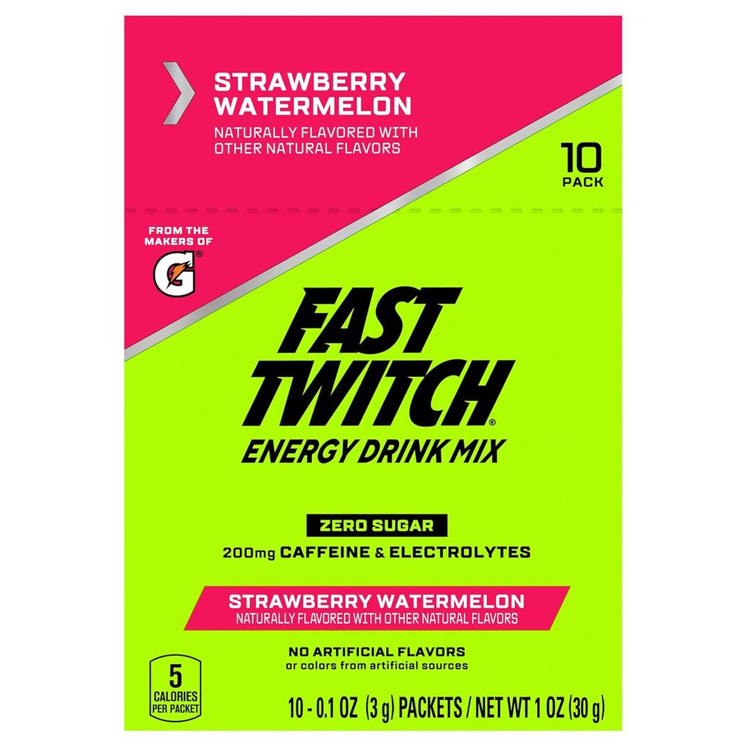 Gatorade, Fast Twitch Energy Drink Mix Strawberry Watermelon, 10 Packets, 0.9 Ounce, No BB date