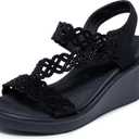 Skechers Women's Rumble on-Sassier DayZ Wedge Sandal (8, Black/Black)