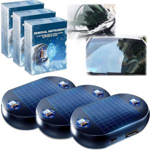 2 x Anti-freeze Electromagnetic Car Snow Removal Device, 2026 New Portable Solar Electromagnetic Molecular Interference Freeze and Snow Remover Instrument for Ice and Snow Scraping (dark blue, 3 PCS)
