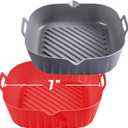 Silicone Liners Square for 6.5 to 7.5 inch Air Fryer, 2 Pcs Non-stick Food-grade Reusable Basket Baking Tray Airfryer Accessories, Top Size 7 inches, Bottom Size 6.3 inches