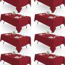 Pureegg Rectangle Table Cloth 60" x 84" – 8 Packs, Durable Polyester Tablecloth Offers Reusable & Washable Protection, Ideal for Outdoor Party, Picnic, Wedding, Banquet and Birthday, Red