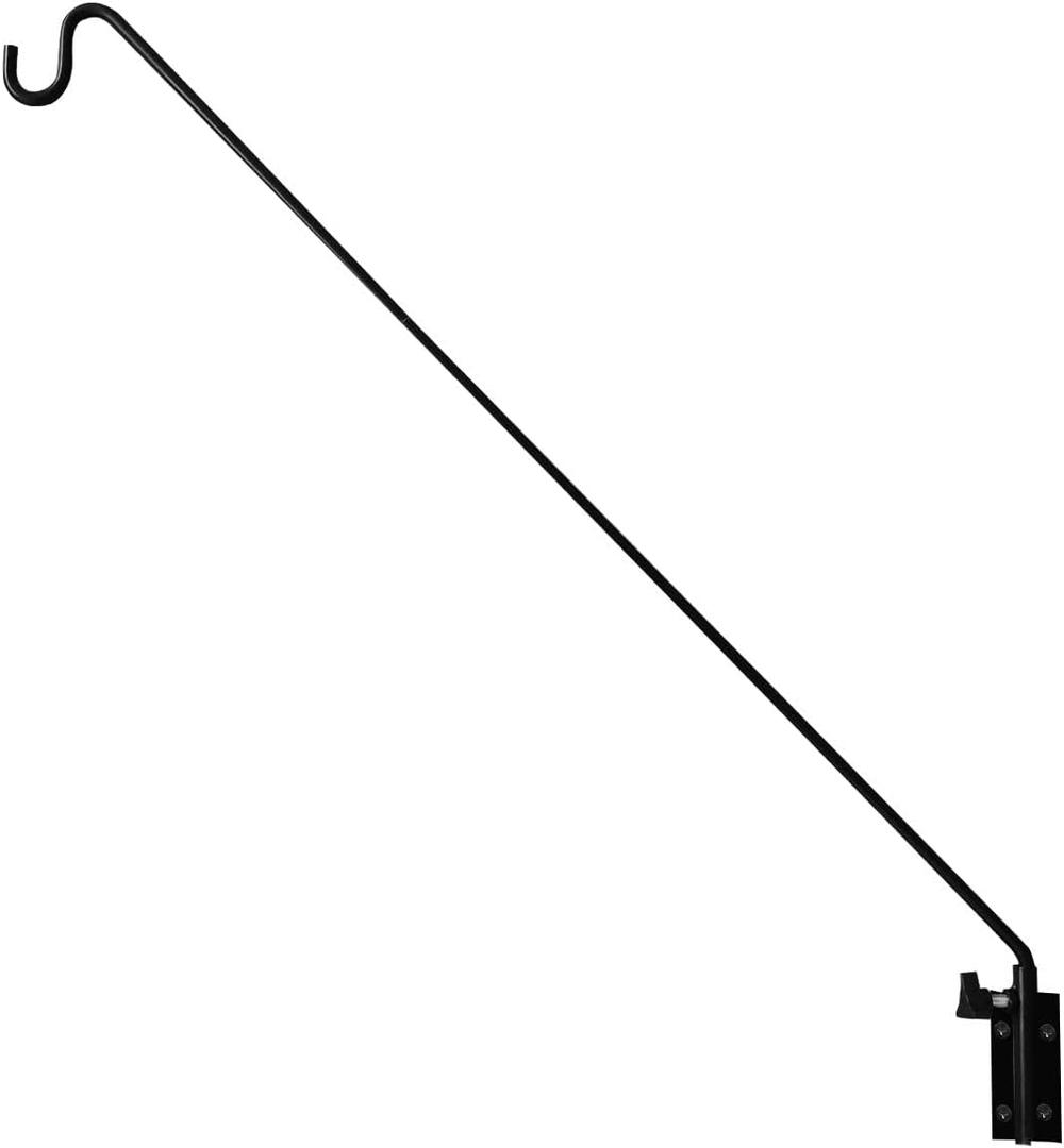 Heavy Duty Extended Reach Wall Mounted Deck Hook Wall Pole, Wall Bracket Direction and Length Adjustable Plant Bracket for Bird Feeders, Planters, Suet Baskets, Lanterns, Wind Chimes and More,Black (43in Long Wall Mounted Hook-1 Pack)