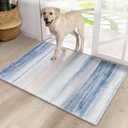 CRISTGEE Door Mat, Front Indoor Door Mat Faux Wool Non-Slip Entryway Rug Absorbent Abstract Throw Rug for Indoor Entrance Hallway Laundry Room, High Traffic Areas, 20X32 Inches, Blue Washable
