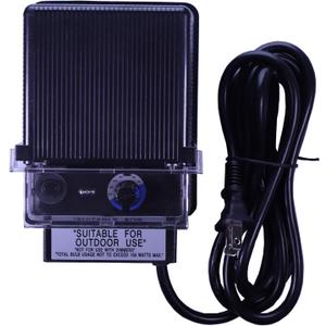 150W Watt AC to 12V Volt LED & Halogen -120V Volt Low Voltage Landscape Lighting Indoor/Outdoor Weatherproof Transformer Electric Power Pack with Photocell Sensor - Black Case