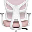 Ergonomic Office Chair, High Back Mesh Desk Chair with 4-Position Height Adjustable Back, 3D Armrests, Adaptive Lumbar Support, 3-Level Tilt Function, 3D Headrest, Comfy Computer Gaming Chairs (Pink Mesh White Frame)