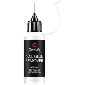 Curvlife 20ml Pinpoint Nail Glue Remover for Press on, Multi-Functional Remover for Nails Tips, Gentle Glue Remover for Gel x Nails, Non-Acetone Nail Polish Remover, 1 Pack