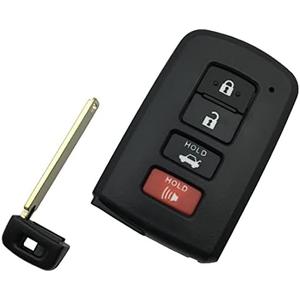 Replacement Key Fob Shell Case for Toyota Avalon Corolla Camry Highlander RAV4 Keyless Entry Remote Car Key Fob Cover Casing with Uncut Blade Blank (4 Button)