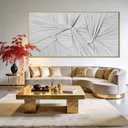 Large White Framed Abstract Canvas Wall Art, 3D Textured Sculptural Minimalist Artwork, Extra Wide Neutral Wall Decor for Living Room, Over Sectional Sofa, 29x58 Inch