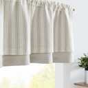 jinchan Striped Linen Valance Curtain Blackout Double Layer Valance for Windows 18 Inch Gray Striped Print Farmhouse Rustic Window Treatment for Kitchen Living Room Bedroom 1 Panel Grey on Beige