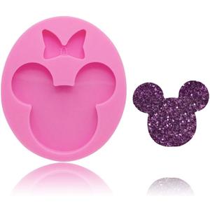 Cute Mouse Head Bow Silicone Mold for DIY Chocolate Candy Pudding Gum Paste Cupcake Cake Topper Decoration Desserts Jelly Shots Handmade Ice Cream Ice Cube Crystal Soap Mould Fondant Mold