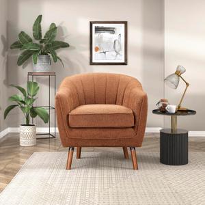 Lexicon Alard Tufted Fabric Barrel Accent Chair, Rust 31"D x 30"W x 30"H