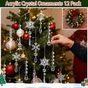 Festives Accessories Acrylics Snowflakes and Ice Cone Pendant Stylish Christmas Tree Sparkling Embellishment (12, Transparency)