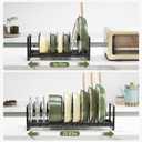 MUDEELA Pot Rack Pan Organizer inside Cabinet - Expandable Pot Lid Organizer for Cabinet with 12 Adjustable Dividers, Cutting Board Organizer Holder Baking Rack Kitchen Cabinet Storage Organization