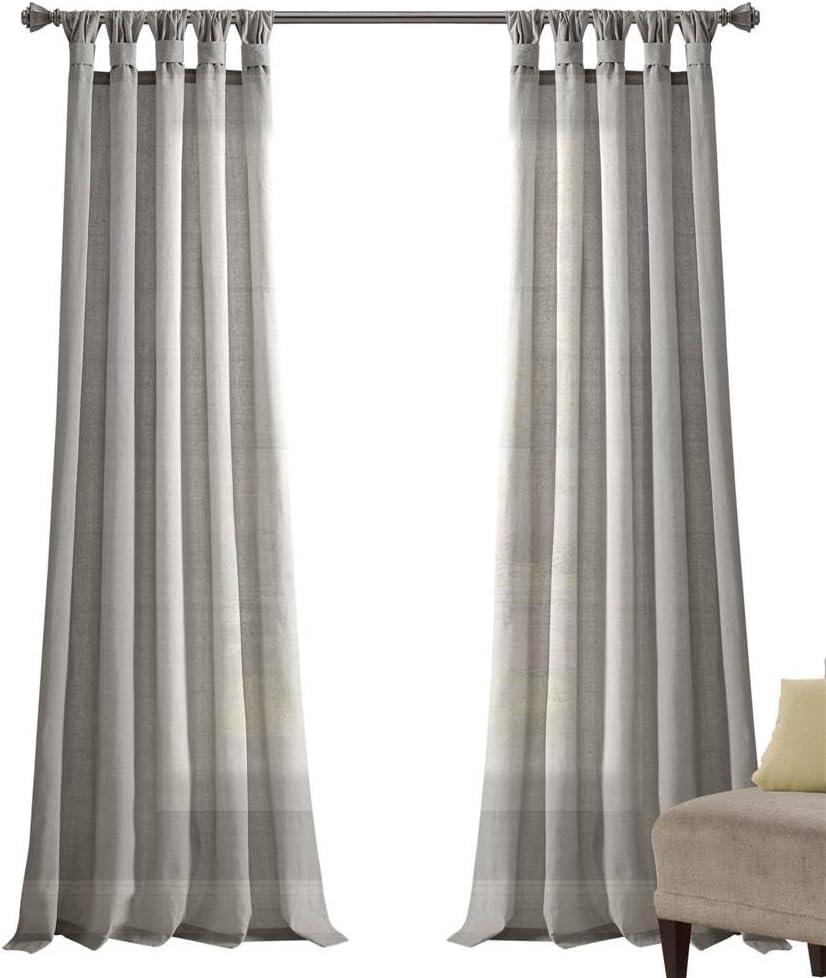 Lush Decor Burlap Knotted Tab-Top Window Curtain Panel Pair, 45"W x 84"L, Light Gray (45"W x 84"L (Pack of 1))