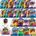 Kajaia Hero Party Favors Bags Comic Heroes Drawstring Backpacks Goodie Candy Gift Bags for Christmas Birthday Party Supplies(30 Pcs)
