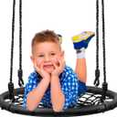Sorbus Saucer Tree Swing- Kids Outdoor Disc Round Swing - 24" Heavy Duty 220lbs Seat- Easy Install Flying Saucer Web Circle Swing- Perfect for Gift,Playground, Birthday, Xmas, IndoorOutdoor Tire Swing