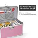 Medicine Box with Combination Lock - 13.4"x7.6"x8.2" First Aid Safe Medication Storage Case, Personal Items Safe Case for Hospital & Home & Outdoor 【Pink】