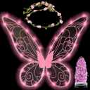 Funcredible Fairy Costume For Women and Girls - Light Up Fairy Wings and Flower Crown, Glitter - Butterfly Wings
