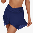 GRAPENT Swim Skirt Bottoms for Women Criss Cross High Waisted Bikini Bottom Layered Mesh Flowy Shorts Bathing Suit Skort, Size Large