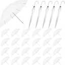 30 Pack Wedding Umbrellas Bulk Auto Open Windproof Stick Umbrellas,Wedding Style Stick Umbrellas,J Hook Handle Windproof Large Canopy Umbrella for Wedding Celebration,Rainy,Outdoor(Frosted)