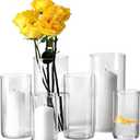 Hurricand Candle Holder 6 PCS, Glass Pillar Candle Holder, Clear Glass Cylinder Candleholder Glass Cylinder Vase for Centerpieces Wedding Party Decoration