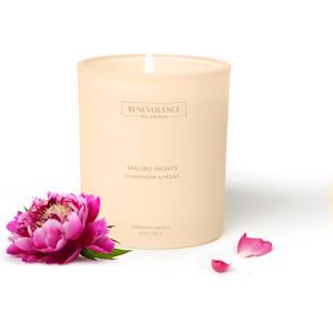 Benevolence LA Soy Wax Candle | Champagne & Peony Scented Candle | 8oz, 45-Hour Burn | Natural Wax, Cotton Wick | Malibu Sands Collection (8 oz)