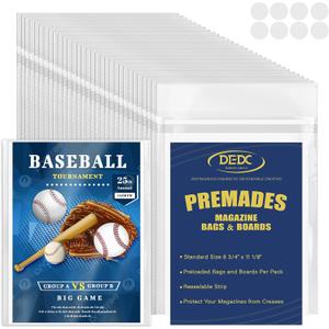 Magazine Bags and Boards Premade Resealable Sleeves with Acid-Free Backing Boards | Archival Clear Storage & Protection for Comics, Magazines & Collectibles (Premade Resealable, 50)