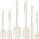 NileHome Silicone Spatula Set, 6 Pieces Food Grade Kitchen Utensils with Silicone Brush Heat Resistant Dishwasher Safe BPA-Free Rubber Spatula for Scraping, Baking, Cooking, Mixing-Ivory