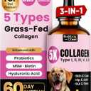 Premium Collagen for Dogs & Cats  5 Types of Grass-Fed Collagen (I, II, III, V & X), Fast Allergy & Itch Relief Dog Colgeno with MSM, Biotin & Hyaluronic Acid  Supports Healthy Skin & Joints 120ml