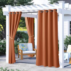 NICETOWN 2 Panels Outdoor Curtains Waterproof, Thermal Insulated Rustproof Grommet Blackout Indoor Outdoor Curtains Window Treatments for Cabana/Cottage, Mecca Red, W52 by L72