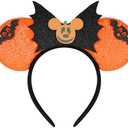 HAMUTH Bat Ears Headband, Mouse Ears Headband for Women Girls Boys, Orange Bat Ears for Party Trip Parks Cosplay Accessories