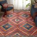 Area Rug 5x7 Rug Machine Washable Non-Slip Low Pile Print Pattern Western Rug for Living Room Bedroom Entryway-Red/Orange (5' x 7' (Rectangular))