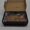 Wican Guest Towel Holder Tray for Bathroom, Acacia and Iron Napkins Holder for Powder Room Dinning Table Wooden Basket for Disposable Paper Hand Towels Black and Acacia (9.06 x 5.51 x 2.56 inchs)