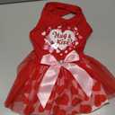cyeollo Valentine's Day Dog Dress, Holiday Dog Clothes Heart Print Tulle Doggie Dresses for Small Dogs Girls Party Outfit Puppy Cats Apparel,Red XL
