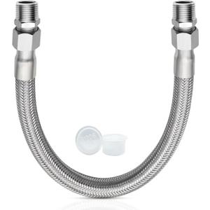 Industrial Grade Compressor Jumper Hose 1/2" NPT compressor jumper hose Male x 20" Length, 450 PSI &750F High Temp & Pressure Resistance for Compressed Air SystemsMade of 304 stainless steel