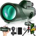 40X60 HD Monocular for Adults, Grade Compact Monocular Telescope with BAK-4 Prism & FMC Lens & Smartphone Holder & Tripod, Stargazing Hunting Bird Watching, Camping Hiking Travel Accessories