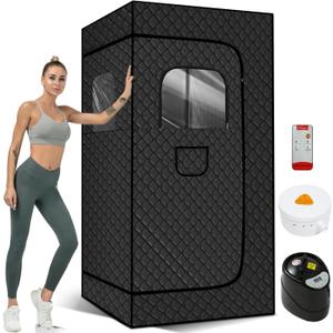 Portable Steam Sauna for Home, Full Body Sauna Box with 3L 1200W Steamer, Personal Sauna Steam Sauna Tent at Home Spa, Home Saunas Room for Gym, Pilates, Garage (Black 3L)