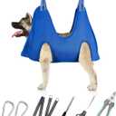 ATESON Pet Grooming Hammock for Medium/Large Dogs with Nail Clippers/Nail Trimmers/Grooming Scissors, Dog Grooming Harness for Nail Trimming, Pet Grooming Sling Helper (Blue)