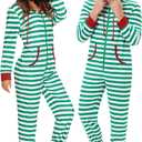 Veseacky Family Christmas Pajamas Matching Sets Adult Onesie Zipper Hooded Footed One-Piece Pjs Jumpsuits