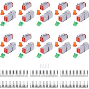 86 PCS Deutsch DT Grey 6 Pin Connectors 5 Set, Waterproof Wire Connector, 6Pin, 5