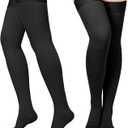 Compression Stockings for Women & Men, 2 Pairs 15-20mmHg Thigh High Compression Socks for Varicose Veins, Swelling, LARGE