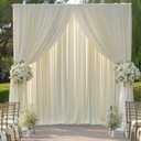 20 ft x 10 ft Wrinkle Free Ivory Backdrop Curtain for Wedding Parties, Polyester Ivory Photo Backdrop Drapes 4 Panels 5x10ft for Baby Shower Photoshoot Engagement Birthday Party Photography Background