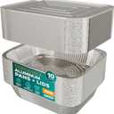 Aluminum Pans With Lids 9x13 [10 Sets] Aluminum Foil Pans Trays With Lids - Half Size Tin Foil Disposable Pans For Baking, Roasting, Cake Serving Dishes, Catering Supplies, Steam Table Chafing