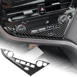 AIRSPEED Carbon Fiber for 2018-2024 Toyota Camry Center Console Button Frame Cover Car Interior Trim Accessories, Black, Type A with Windshield Defogging Button