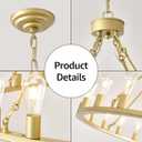 HHR 48" Gold Wagon Wheel Chandelier 24-Light Modern Farmhouse Chandelier