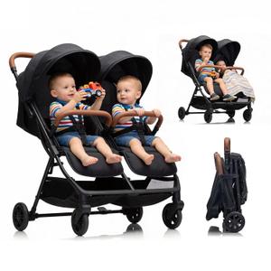 Double Tandem Stroller for 2 Kids Side by Side - Ultra-Lightweight Self-Standing, Multi-Position Recline, UPF50+ Canopy, All-Terrain Shock Absorption, Large Storage, Easy Fold for Travel