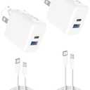 2Pack Fast Charger for iPad 9th 8th 7th 6th Generation 10.2 inch, iPad Air 3/2, iPad mini 5/4/3, 20W Dual Port Foldable Wall Charger with 6.6ft USB-C to Lightning Fast Charging Cable (White)